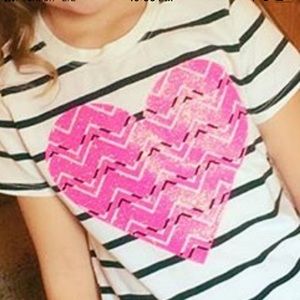 ☀️3/$12 Striped Sparkle Heart Shirt